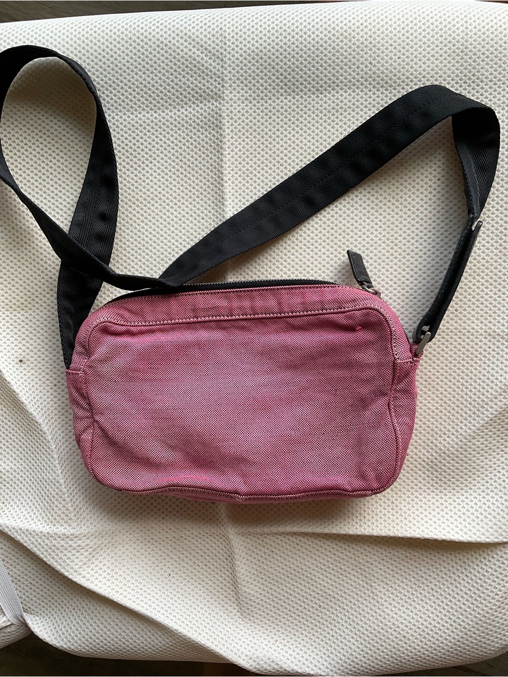 Prada Pink Canvas Shoulder Bag with Black Strap - Picture 3 of 8